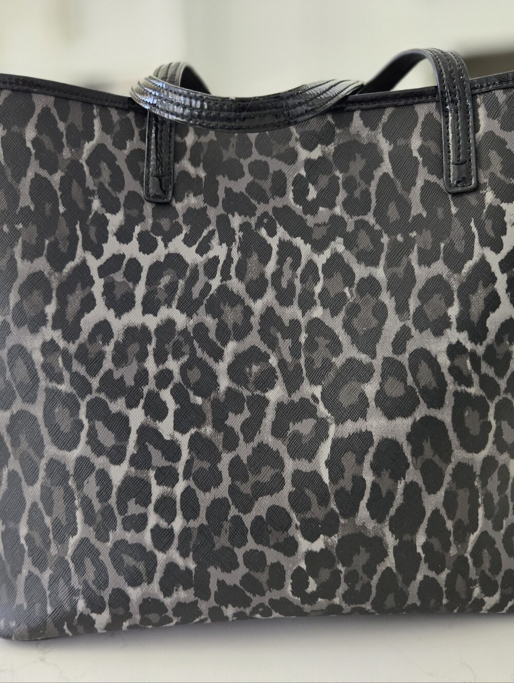 Coach Leopard Print Tote Bag | Black Gray Animal Print | Vintage - Picture 5 of 14